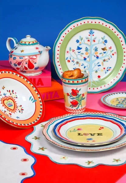Mini Copo com Pires em Porcelana Pássaro e Flor Mamma Mia Baci Milano