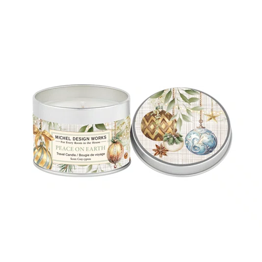 Mini Vela em Lata Peace on Earth Michel Design Works 20 Horas