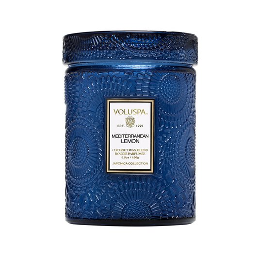 Mini Vela Mediterranean Lemon Pote de Vidro Relevo Voluspa 50 horas