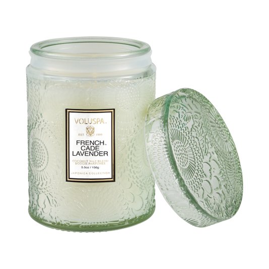 Mini Vela French Cade Pote de Vidro Relevo Voluspa 50 horas