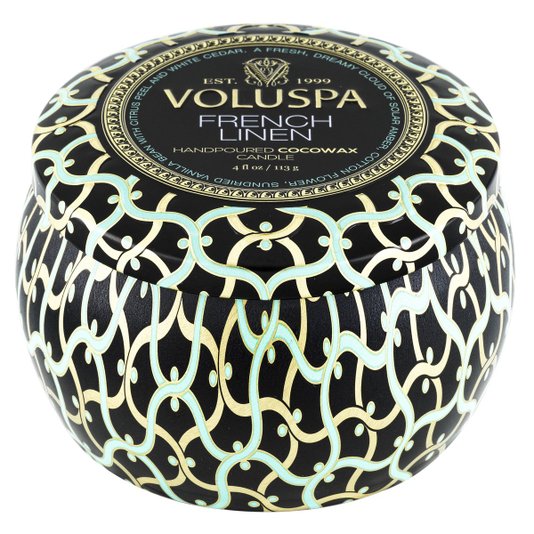Mini Vela Lata French Linen Voluspa 25 Horas