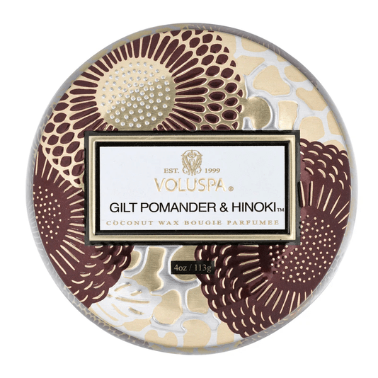 Mini Vela Lata Gilt Pomander & Hinoki Voluspa 25 Horas