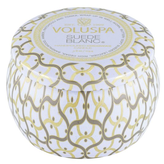 Mini Vela Lata Suede Blanc Voluspa 25 Horas