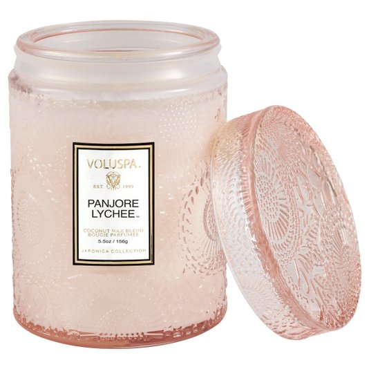 Mini Vela Pote Vidro Panjore Lychee Voluspa 50 Horas