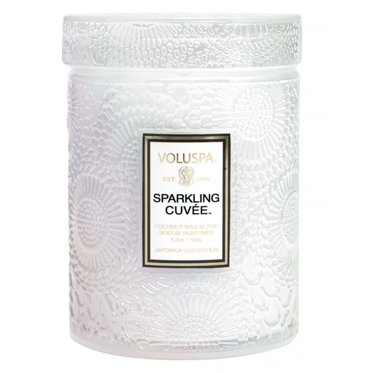 Mini Vela Pote Vidro Relevo Sparkling Cuvee Voluspa 50 Horas