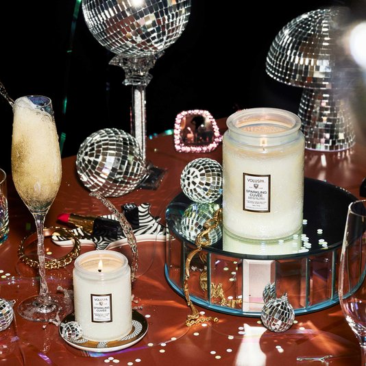 Mini Vela Pote Vidro Relevo Sparkling Cuvee Voluspa 50 Horas