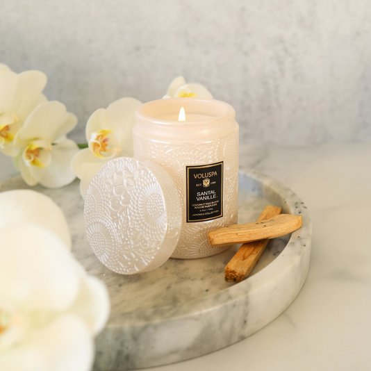 Mini Vela Pote Vidro Santal Vanille Voluspa 50 Horas