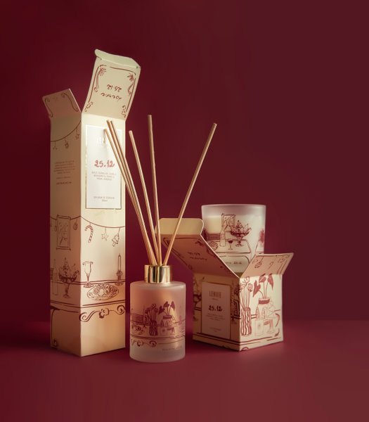 Kit Difusor De Perfume E Vela Perfumada Especial De Natal Lenvie