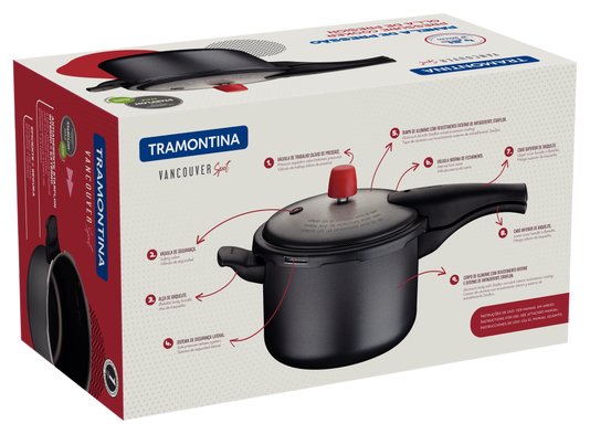 Panela de Pressão Vancouver Aço Inox Tramontina Grafite 4,5 Litros