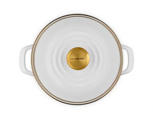 Panela Stock Pot com Pegador Dourado Le Creuset Branco 20 cm