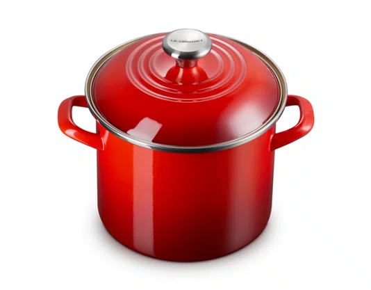 Panela Stock Pot com Pegador em Aço Inox Le Creuset Vermelho 22 cm