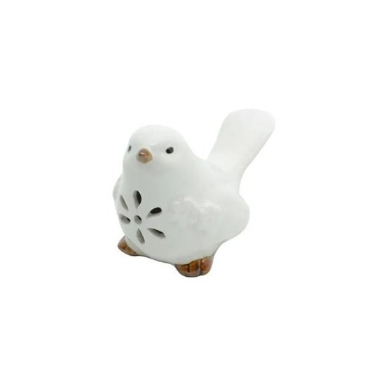 Pássaro Decorativo de Cerâmica Lyor Branco 9,5 cm