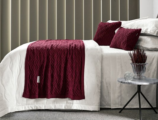 Peseira Tricot 100% Algodão Armeni Trussardi Vino 80 x 220 cm