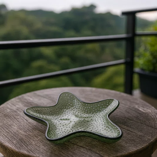 Petisqueira Acrílico Pequena Estrela Verde 20 cm