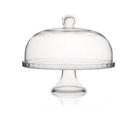 Porta Bolo de Vidro com pé e com tampa Luvidarte 29 cm 
