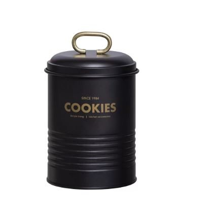 Porta Condimentos Industrial Cookies Martiplast Preto e Dourado 15 cm