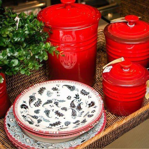 Porta Condimentos Em Cerâmica Pequeno Le Creuset Vermelho