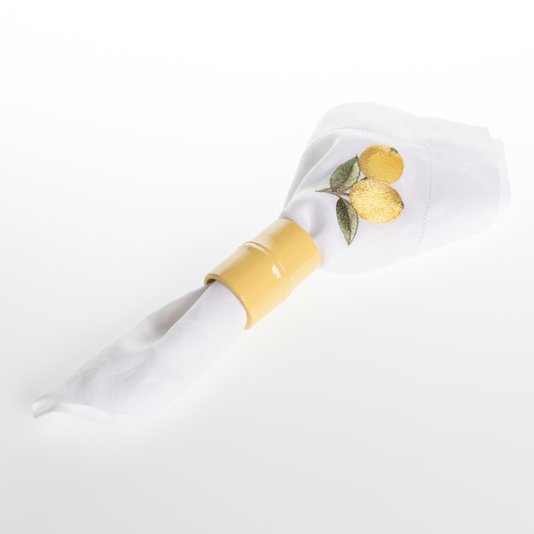 Porta Guardanapo Argola Bambu Amarelo Sweet Home Decor