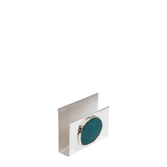 Porta Guardanapo em Prata com Ágata Verde Home Wish 15cm