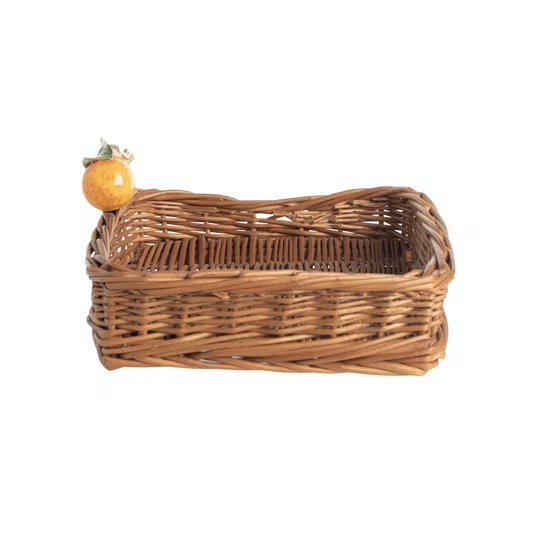Porta Guardanapo em Vime Natural com Laranja Sweet Home Decor