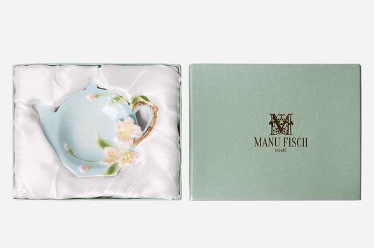 Porta Saquinho de Chá Iris em Porcelana Manu Fisch