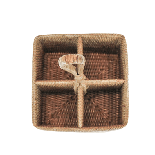 Porta Talher/Tempero Quadrado em Rattan Quadrado Paya Natural Home 20 x 20 cm