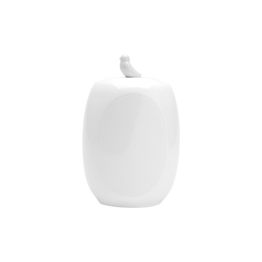 Pote de Porcelana Com Tampa Birds Wolff Branco 17 cm