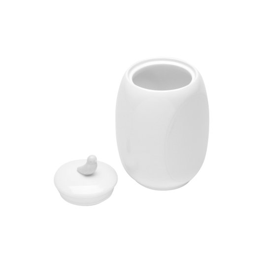 Pote de Porcelana Com Tampa Birds Wolff Branco 17 cm