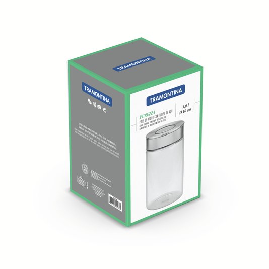 Pote de Vidro com Tampa Inox Purezza Tramontina 1 L