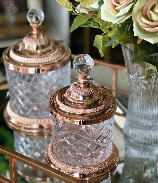 Pote Multiuso Zamac Cristal Lyor Bronze 16,5cm