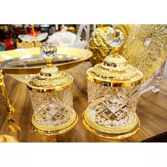 Pote Multiuso Zamac Cristal Lyor Dourado