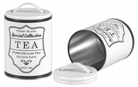Pote para Chá Redondo Tea Vintage Industrial Branco