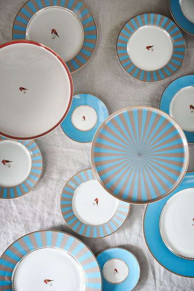 Prato de Jantar Love Birds Pip Studio Azul Stripes