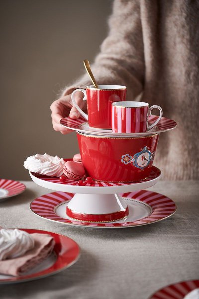 Prato De Pão Stripes Love Birds Pip Studio Vermelho