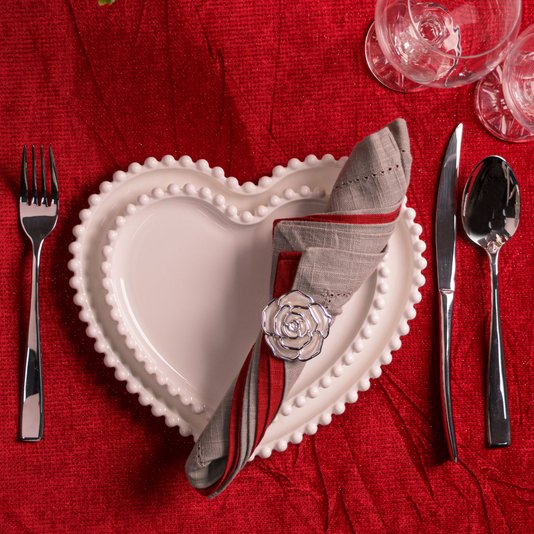 Prato de Porcelana Coração Bon Gourmet Branco