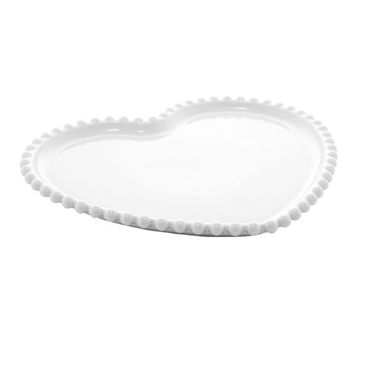 Prato de Porcelana Coração Bon Gourmet Branco