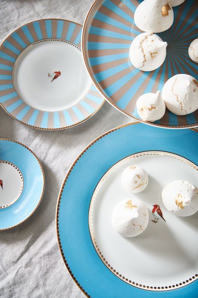 Prato de Sobremesa Love Birds Pip Studio Azul Stripes