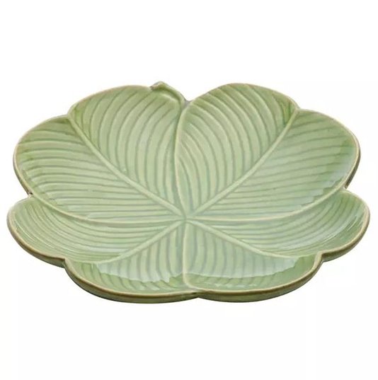 Prato Decorativo de Cerâmica Banana Leaf Lyor Verde 16cm