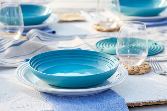 Prato Fundo Cerâmica Le Creuset Azul Caribe 22 cm