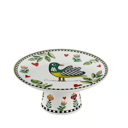 Prato para Bolo com Pé Cocoricò Egan Italy Verde 19 cm