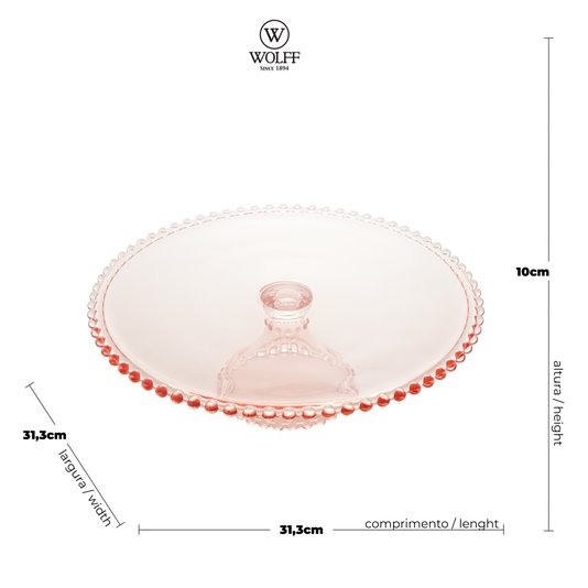 Prato para Bolo com Pé Wolff Rosé 31x11 cm