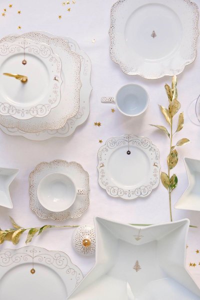 Prato para Doces Royal Christmas Natal Pip Studio Branco e Dourado