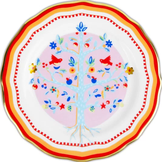 Prato para Pão em Porcelana Árvore da Vida Baci Milano