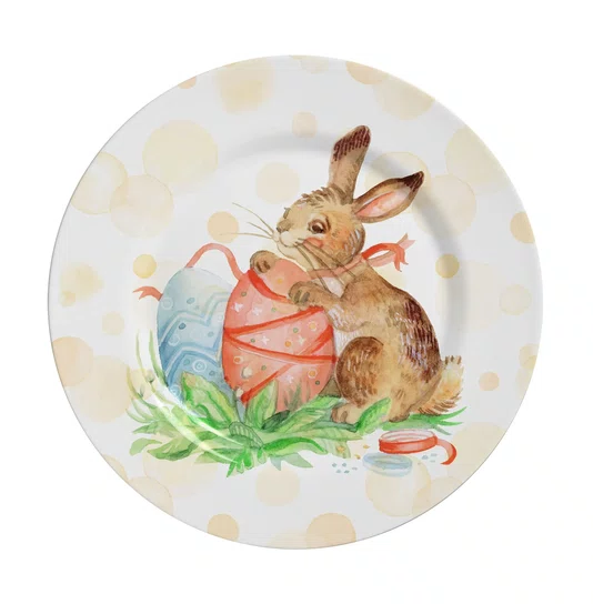Prato Para Sobremesa Color Rabbits Amarelo Alleanza Cerâmica 21 cm