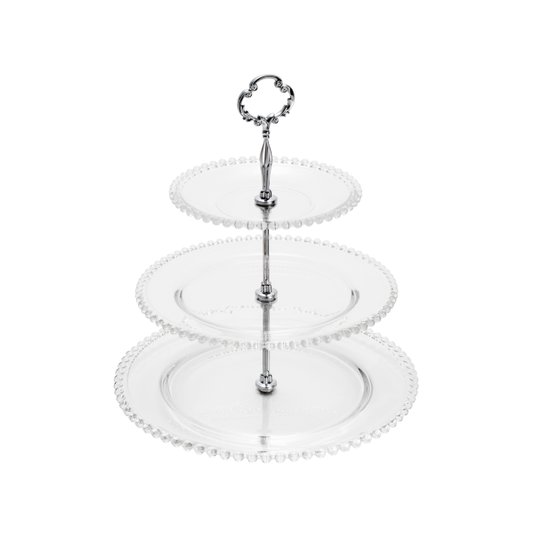 Prato Triplo para Doces Cristal Pearl Wolff 18/26/31x35cm