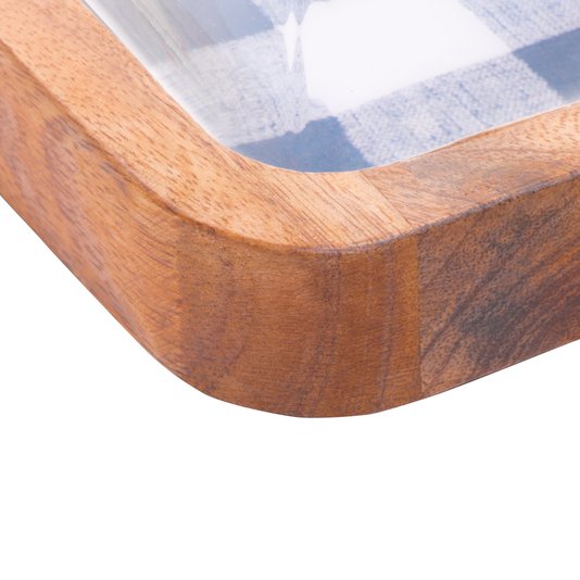Queijeira de Madeira com Tampa de Vidro Xadrez Bon Gourmet 19x14cm