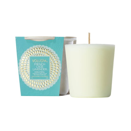 Refil Vela Copo Vidro Clássico French Cade Lavender Voluspa 60 Horas