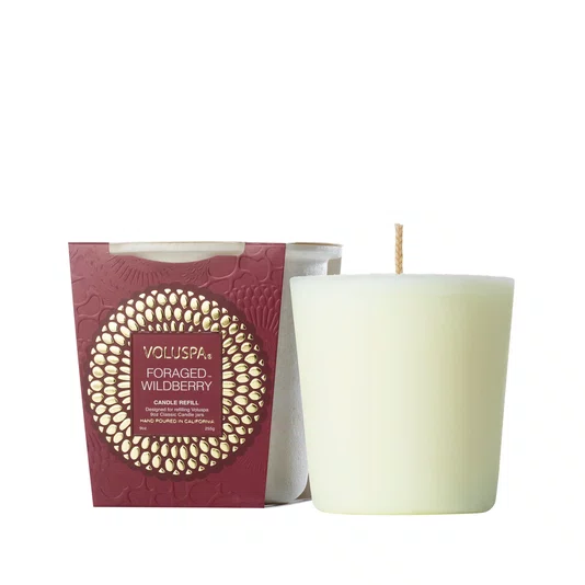 Refil Vela Copo Vidro Clássico Foraged Wildberry Voluspa 60 Horas