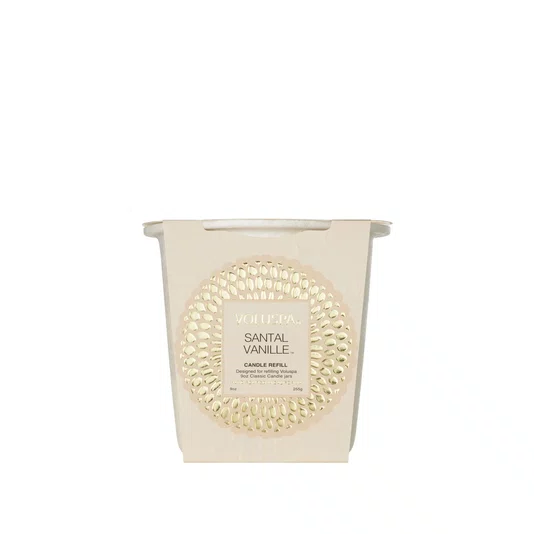 Refil Vela Copo Vidro Clássico Santal Vanille Voluspa 60 Horas