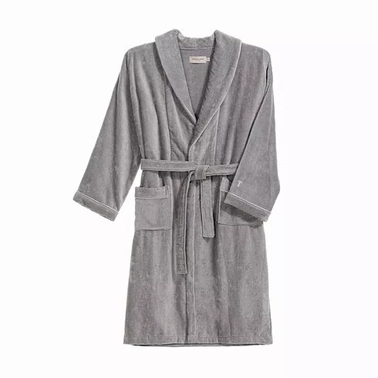 Roupão Masculino Barone M Trussardi Ardósia e Branco